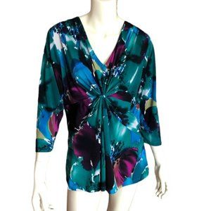 Slimpact Jewel Tone Twist-Front V-Neck Top Size XL